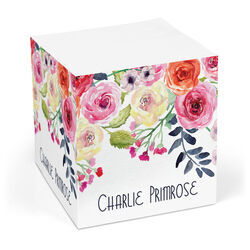 White Watercolor Roses Sticky Cube
